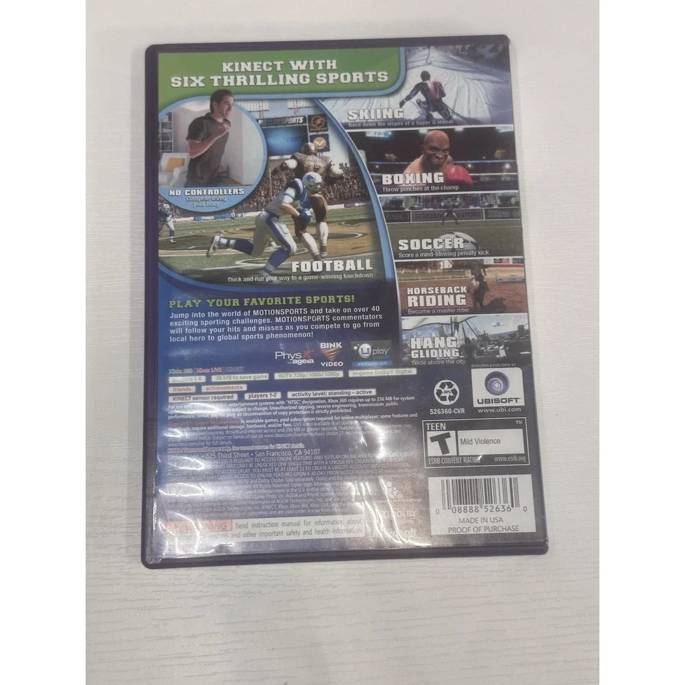 MotionSports Xbox 360 Kinect Game Complete With Manual